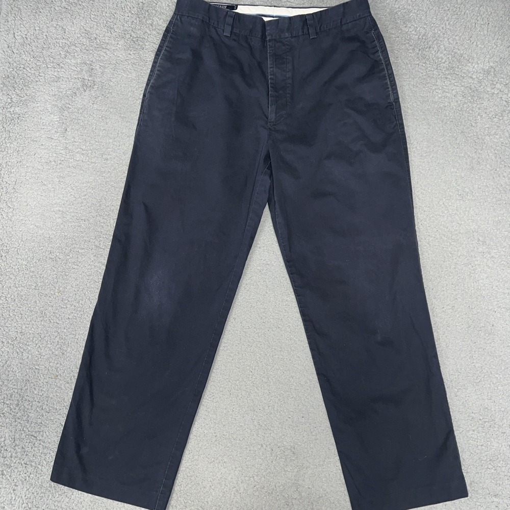 VTG J Crew Pants Mens 33x30 (31x29) Black Flat Front Chino Made In Hong Kong 90s